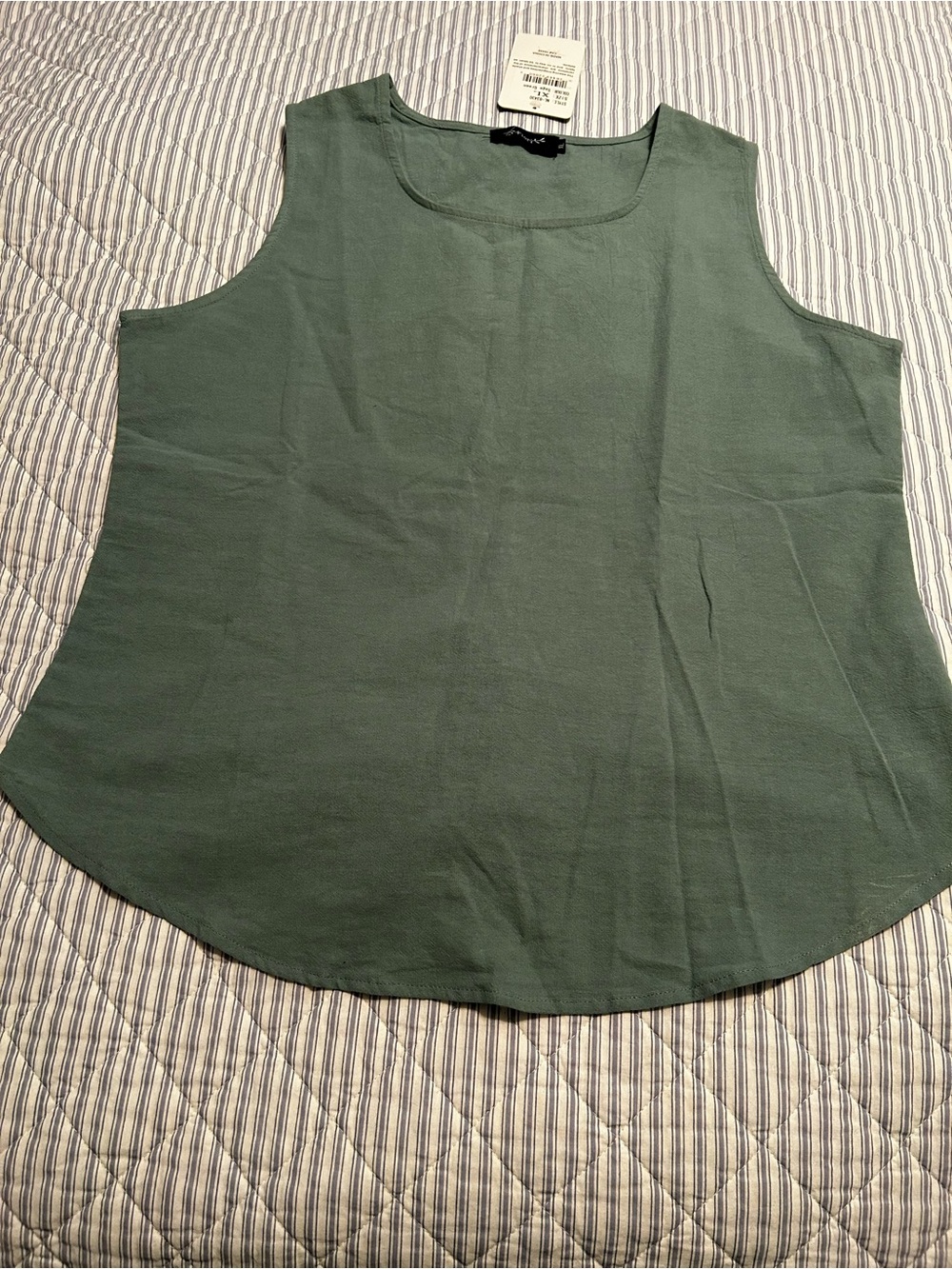 Ladies 100% Cotton sage green top. New with tag.  Size XL